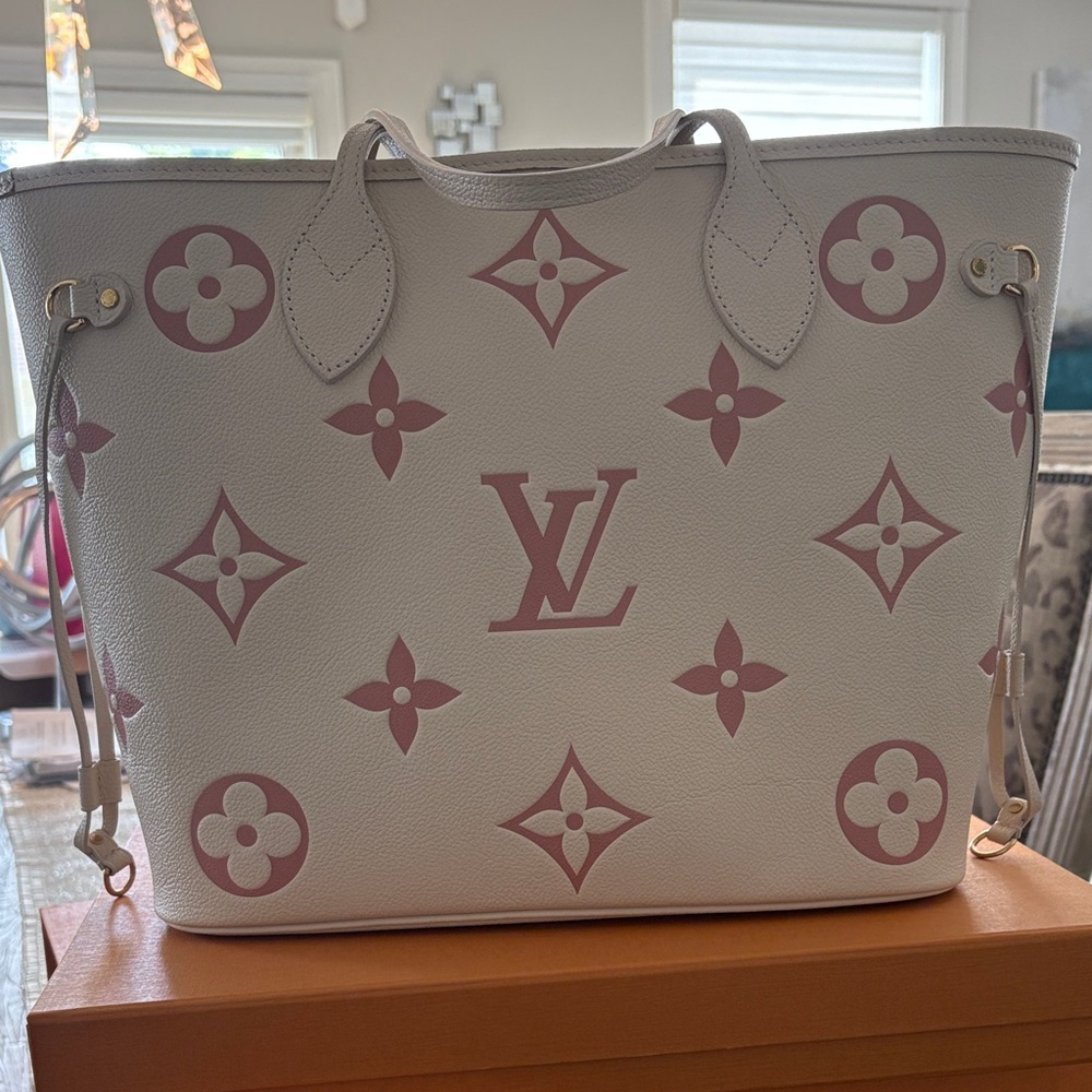 Louis Vuitton Cream Tote with Pink Monogram Accents
